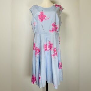 New! Joules ‘Amelie’ Fit And Flare Dress 100% Cotton Orchid Print Womens Size 12